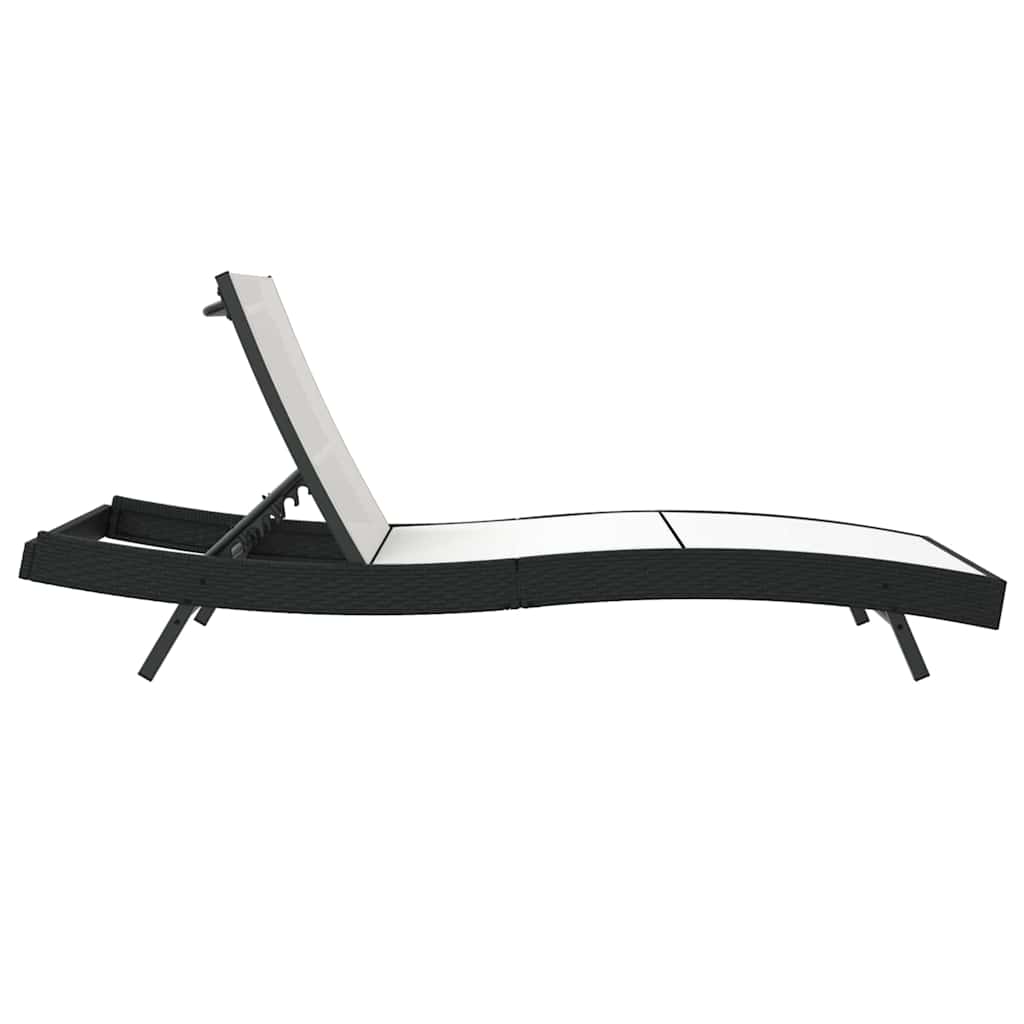 Napozó fekete és fehér 197 x 70 x 82 cm polirattan