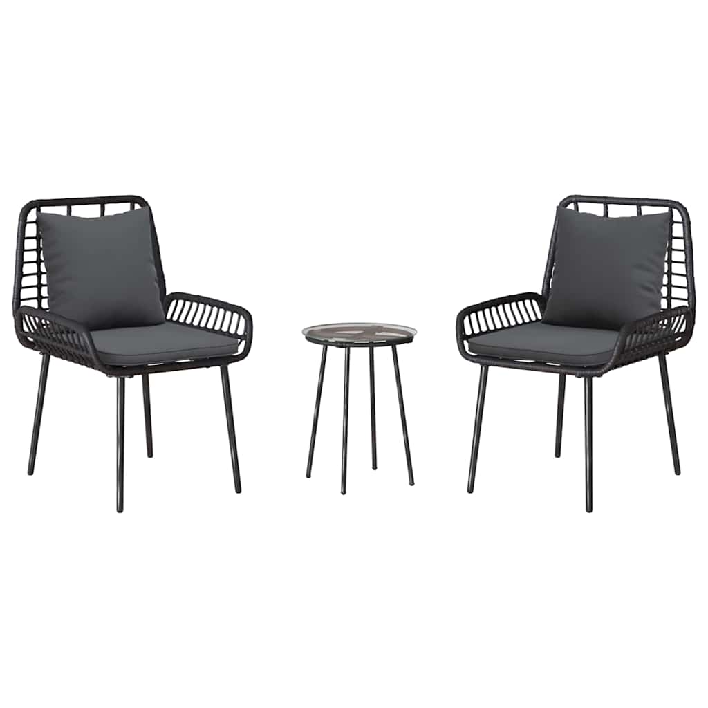 Kert étkező szett 3 pcs fekete, antracit 35 x 35 x 45 cm