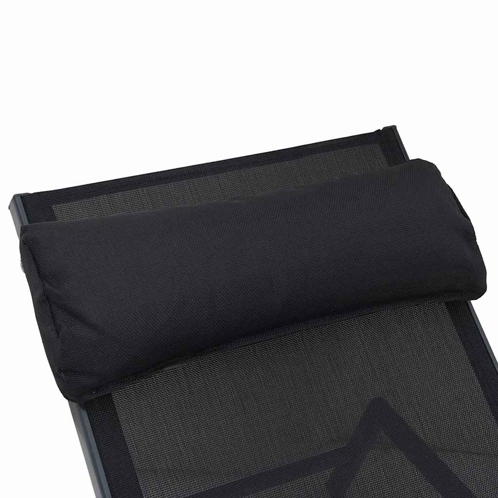 Napozóágyak 2-személy 3 pcs fekete és antracit acél