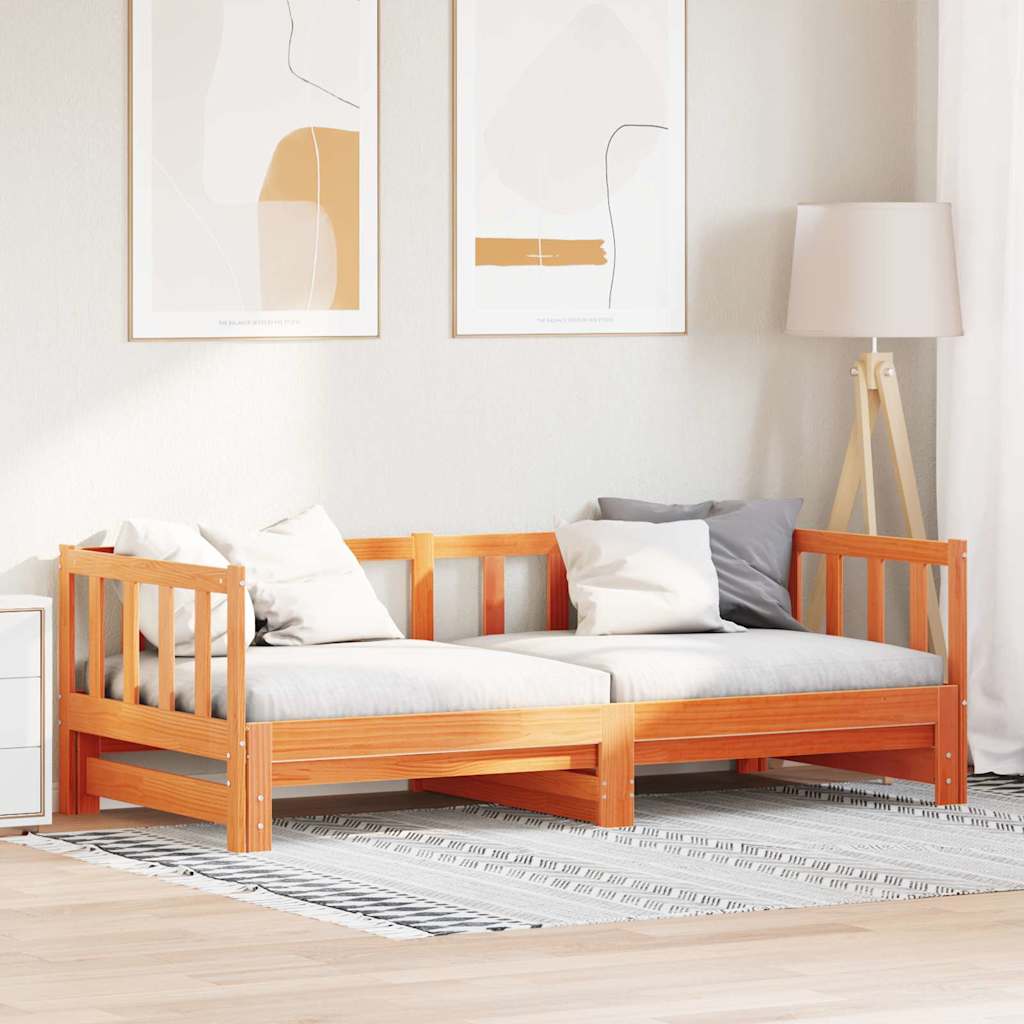 Kihúzható nappali ágy viaszbarna 2 x (80 x 200) cm