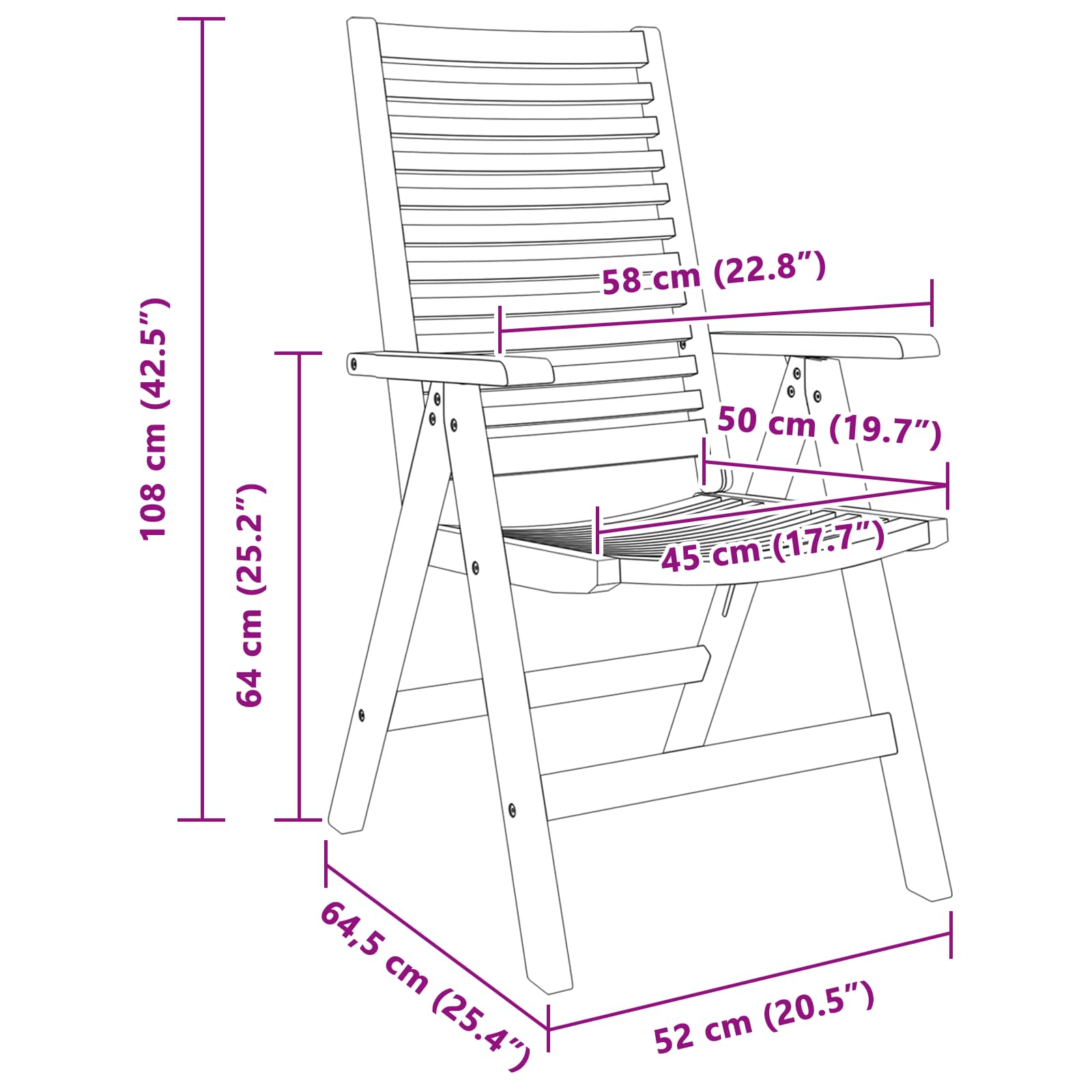 Szék 8 pcs barna 64.5 x 52 x 108 cm tömör teakfa