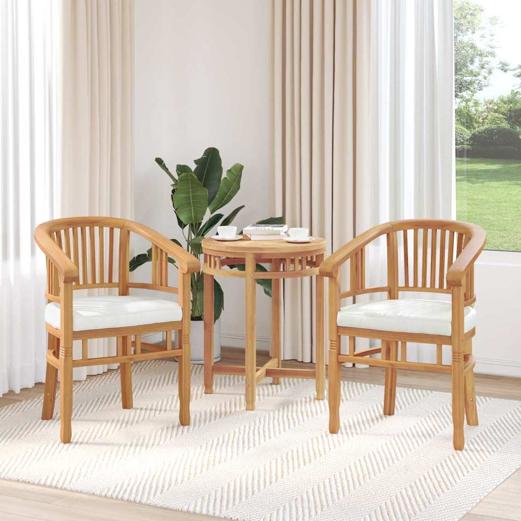 Szék párnával 2 pcs barna 63 x 58 x 89 cm tömör teakfa