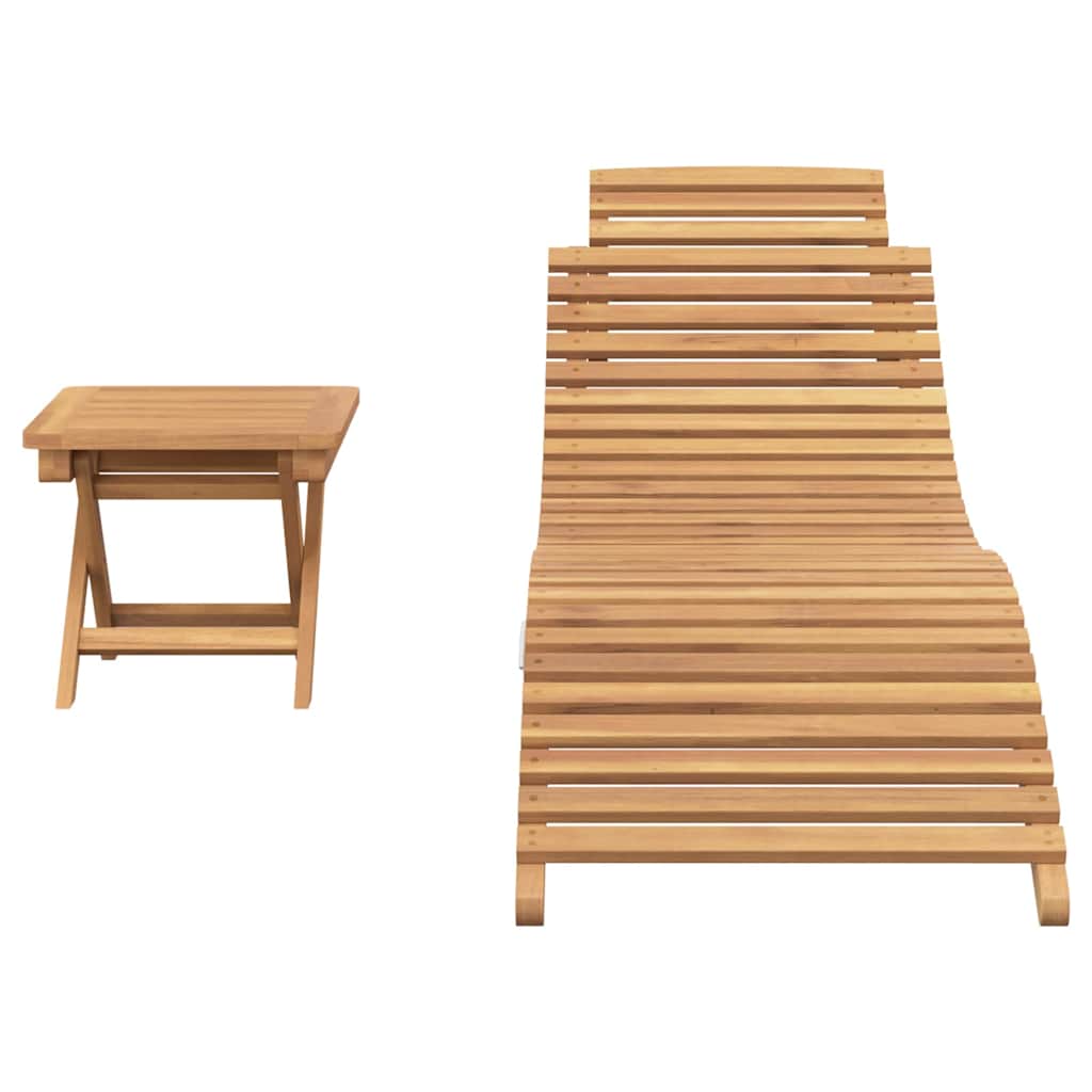 Napozó 2 pcs barna tömör teakfa