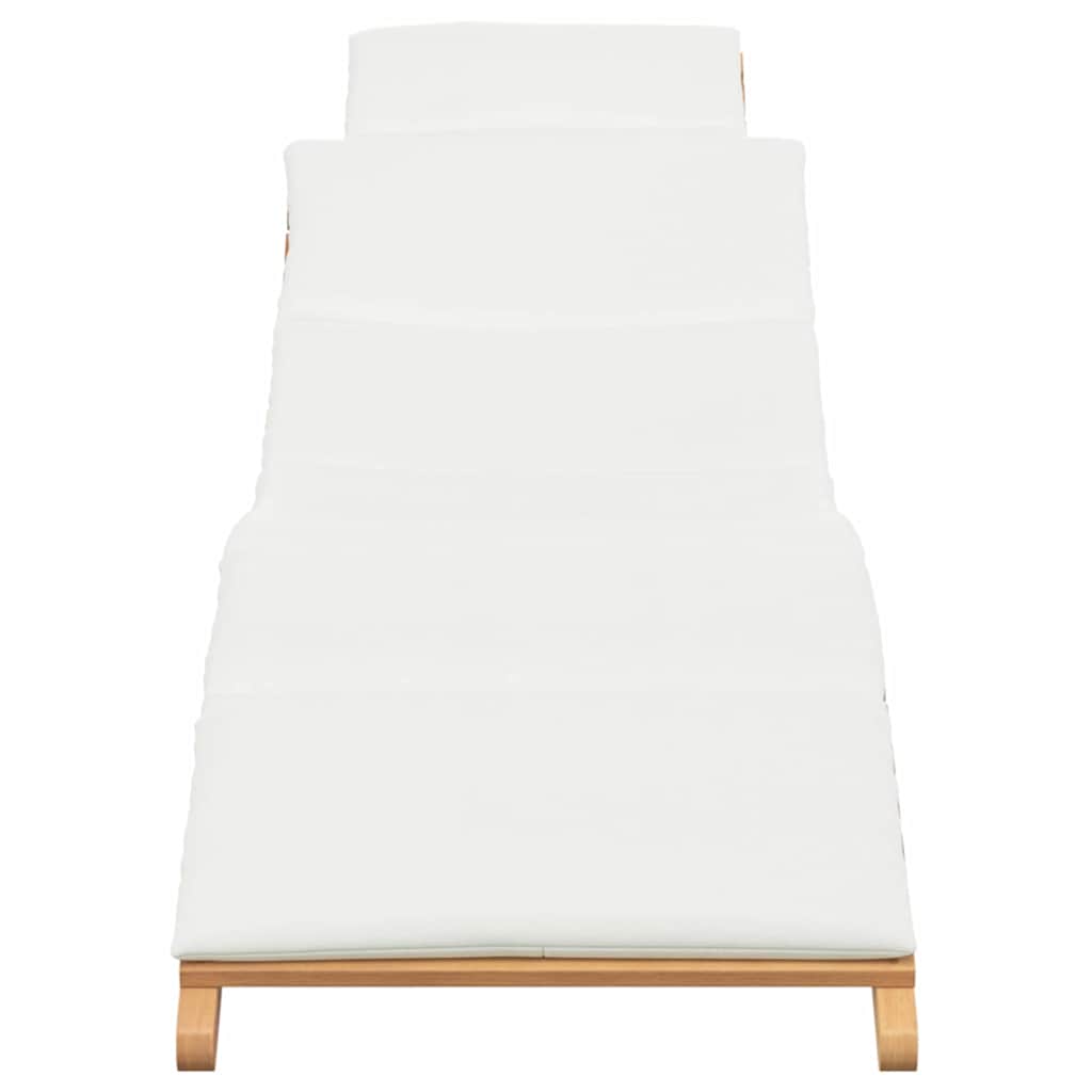 Kerti napozóágy párnával barna 198 x 55 x 58,5 cm tömör teakfa