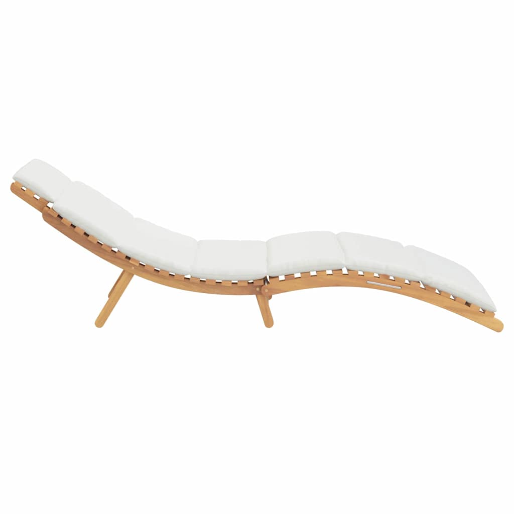 Kerti napozóágy párnával barna 198 x 55 x 58,5 cm tömör teakfa