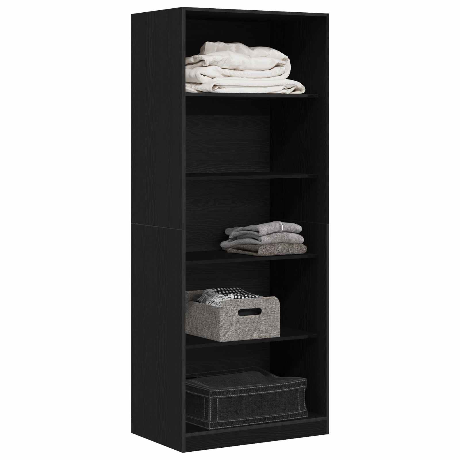 Ruhásszekrény polcokkal fekete tölgy 80 x 50 x 200 cm faanyag
