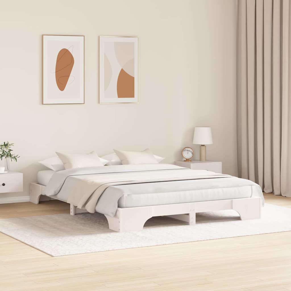 150x200 cm fehér tömör fenyőfa ágykeret 150x200 cm fehér tömör fenyőfa ágykeret