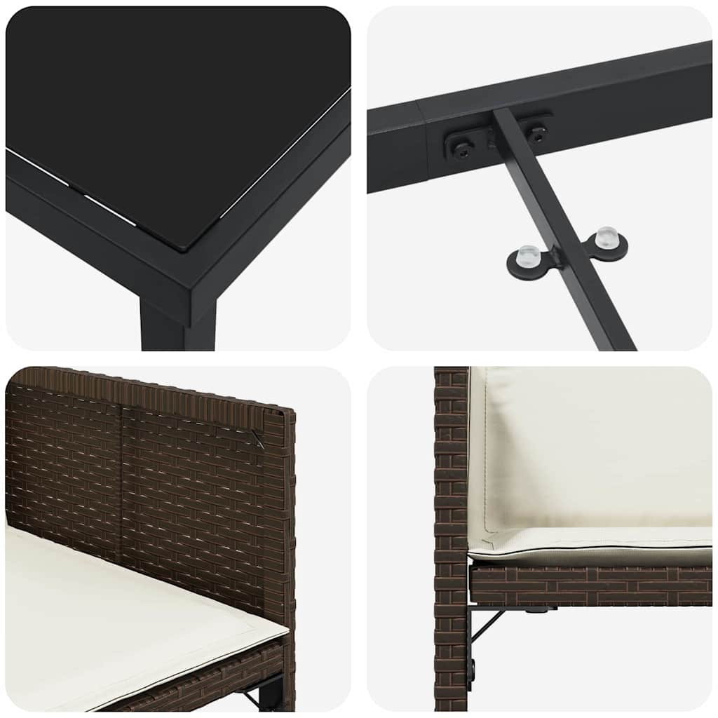 Kert étkező szett 5 pcs barna polirattan