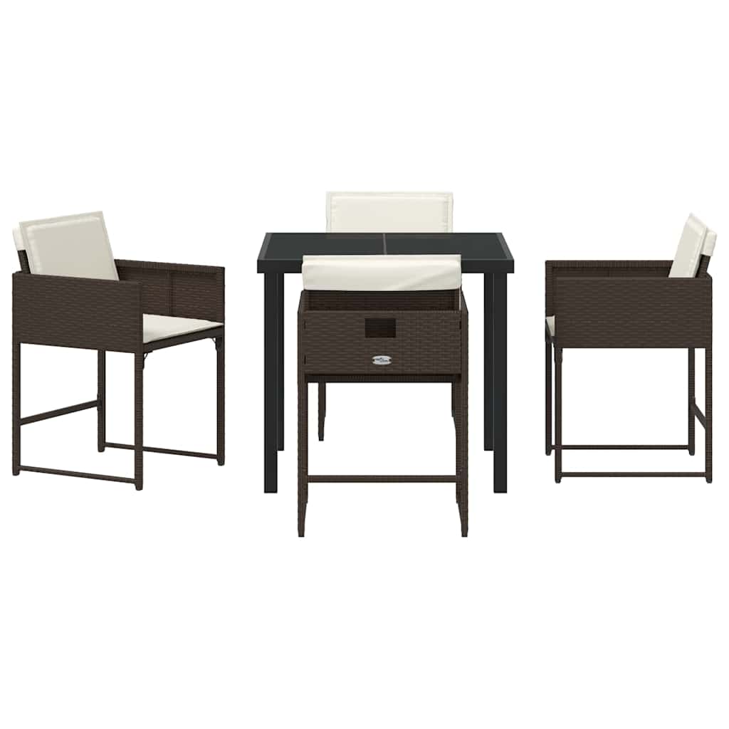 Kert étkező szett 5 pcs barna polirattan
