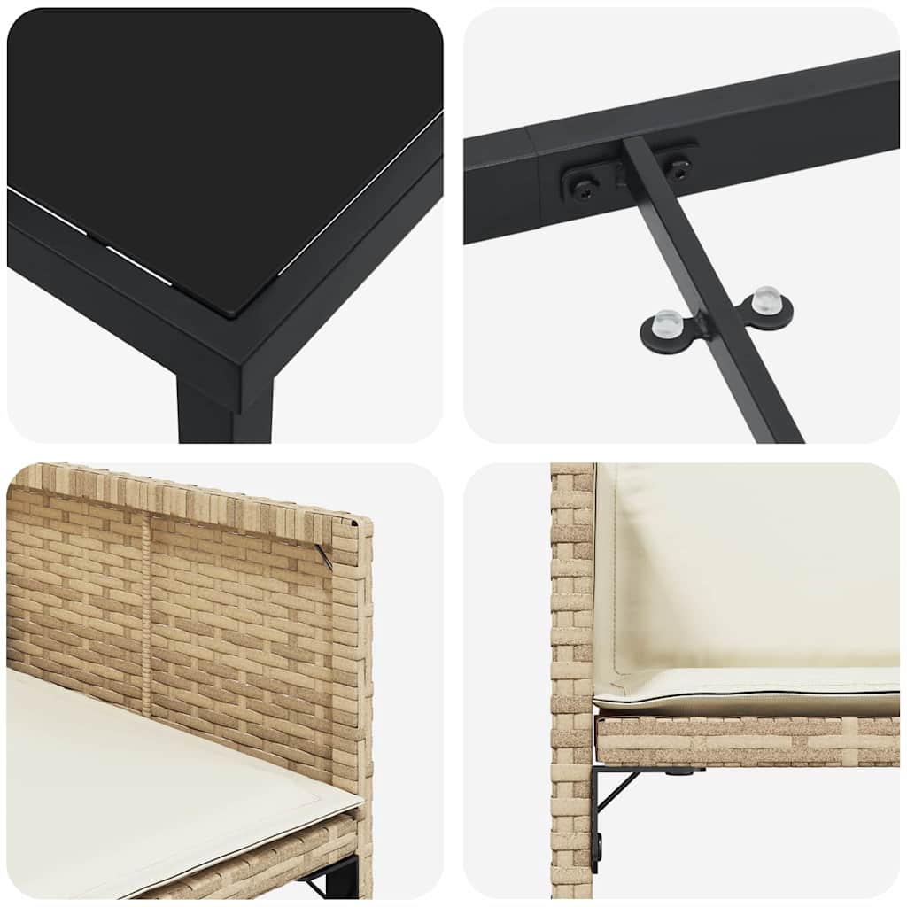 Kert étkező szett 9 pcs bézs polirattan