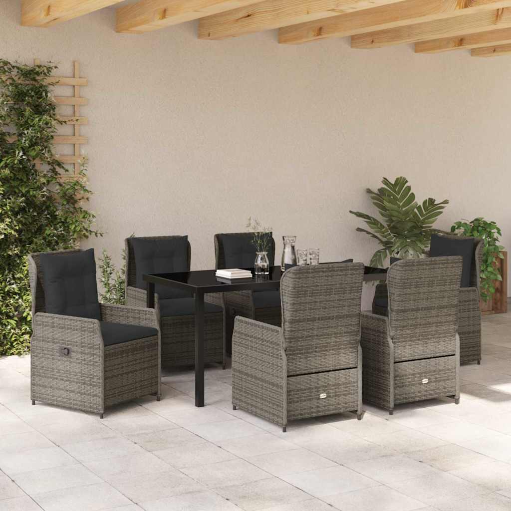 Kert étkező szett 7 pcs szürke polirattan