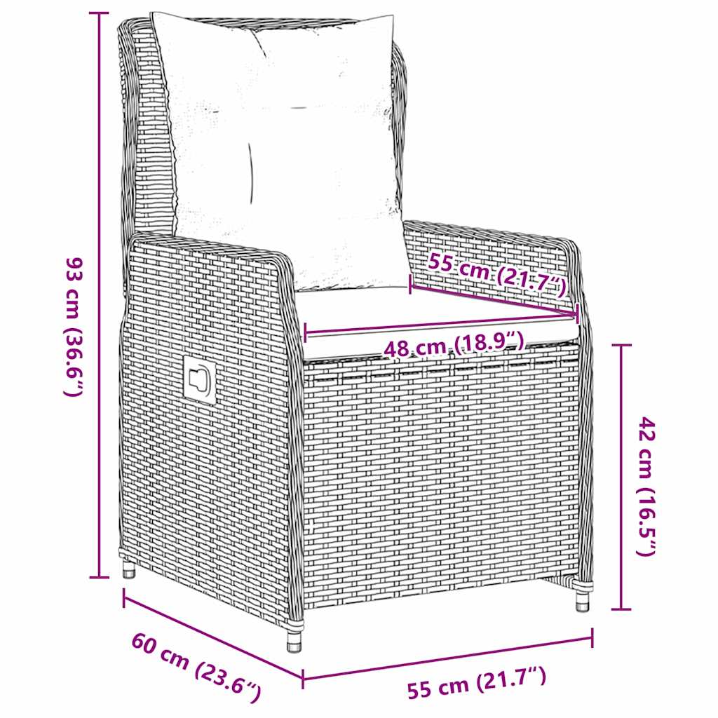 Kert étkező szett 7 pcs szürke polirattan