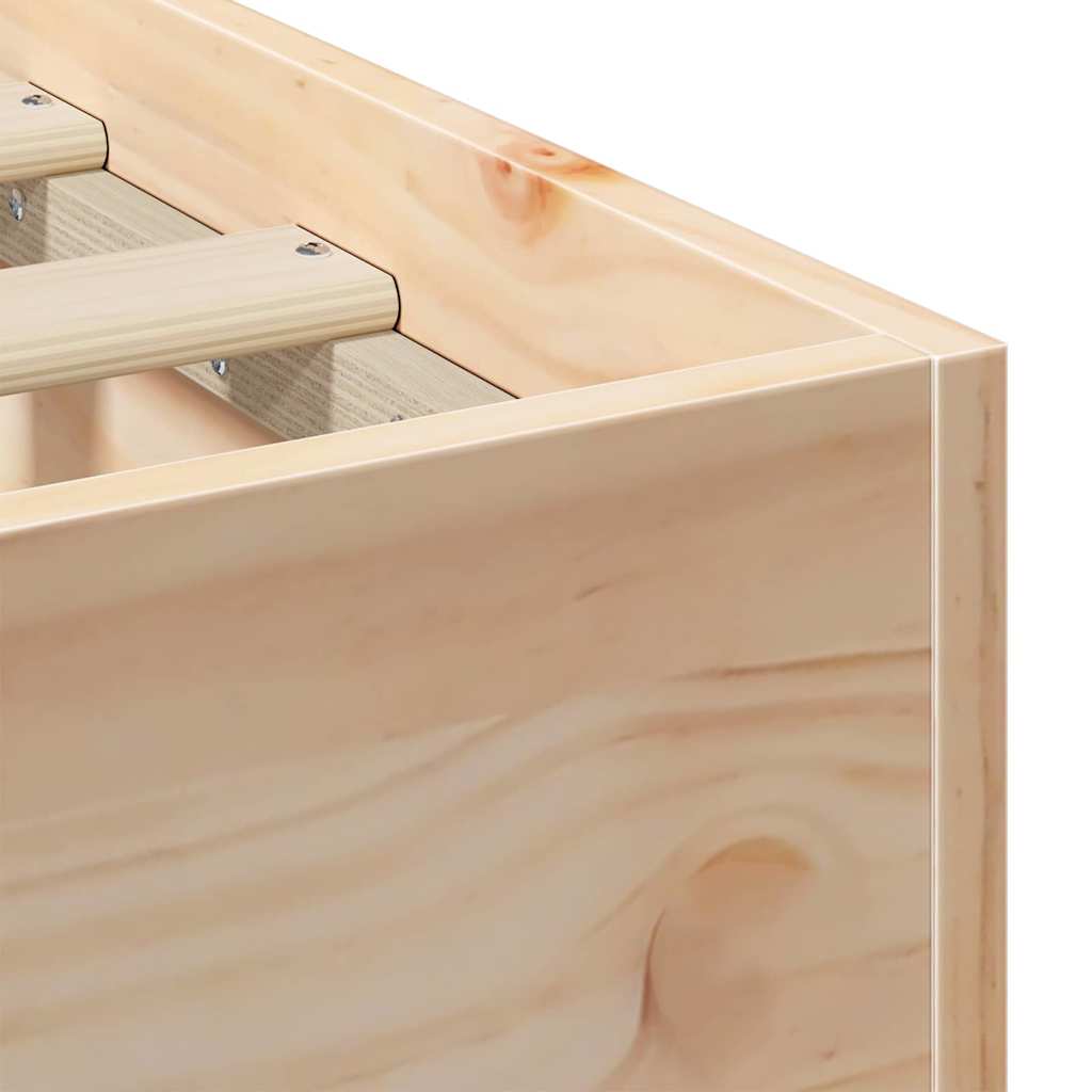 Földi ágykeret tárolóval barna 120 x 190 cm tömör fenyőfa