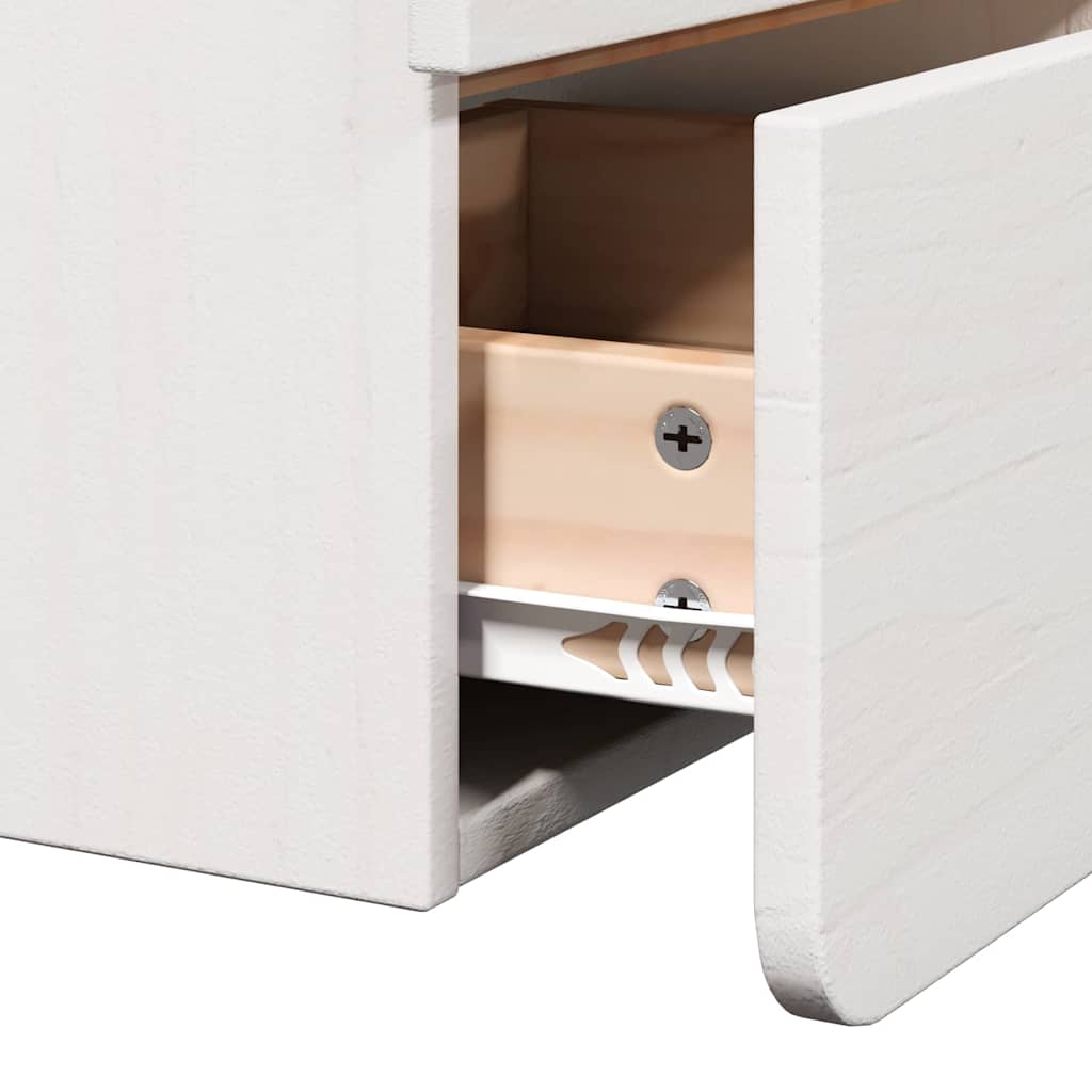 Éjjeli asztal fiókkal 2 pcs fehér 39 x 34 x 33 cm tömör fenyőfa