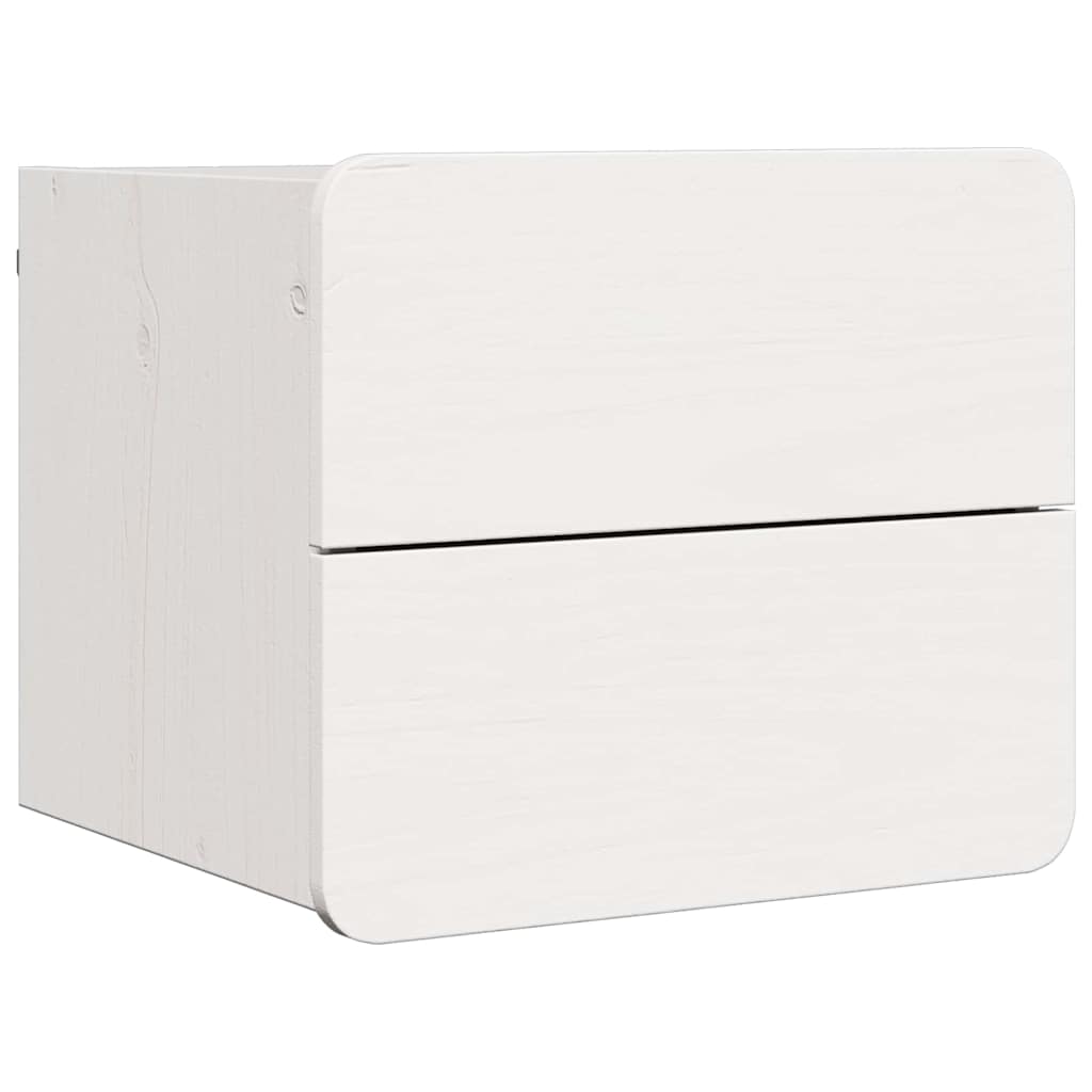 Éjjeli asztal fiókkal 2 pcs fehér 39 x 34 x 33 cm tömör fenyőfa