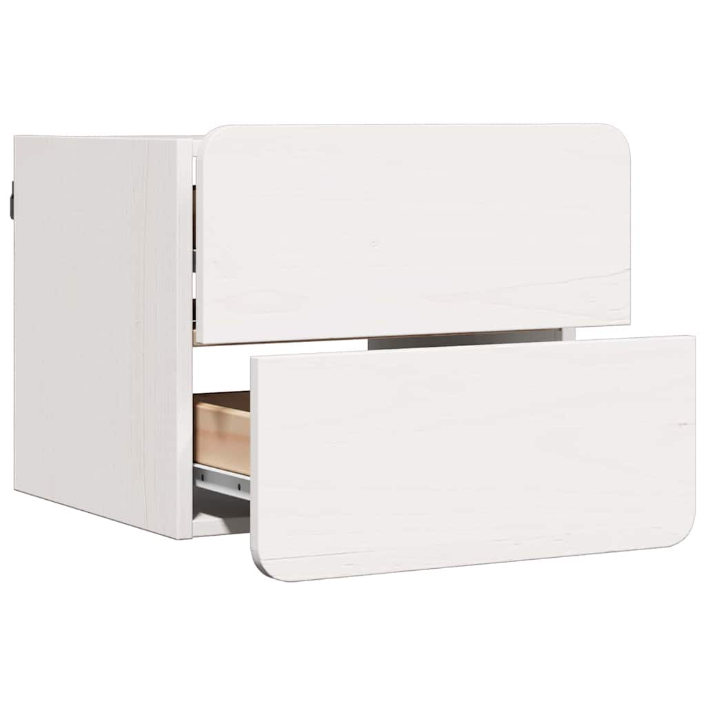 Éjjeli asztal fiókkal 2 pcs fehér 39 x 34 x 33 cm tömör fenyőfa