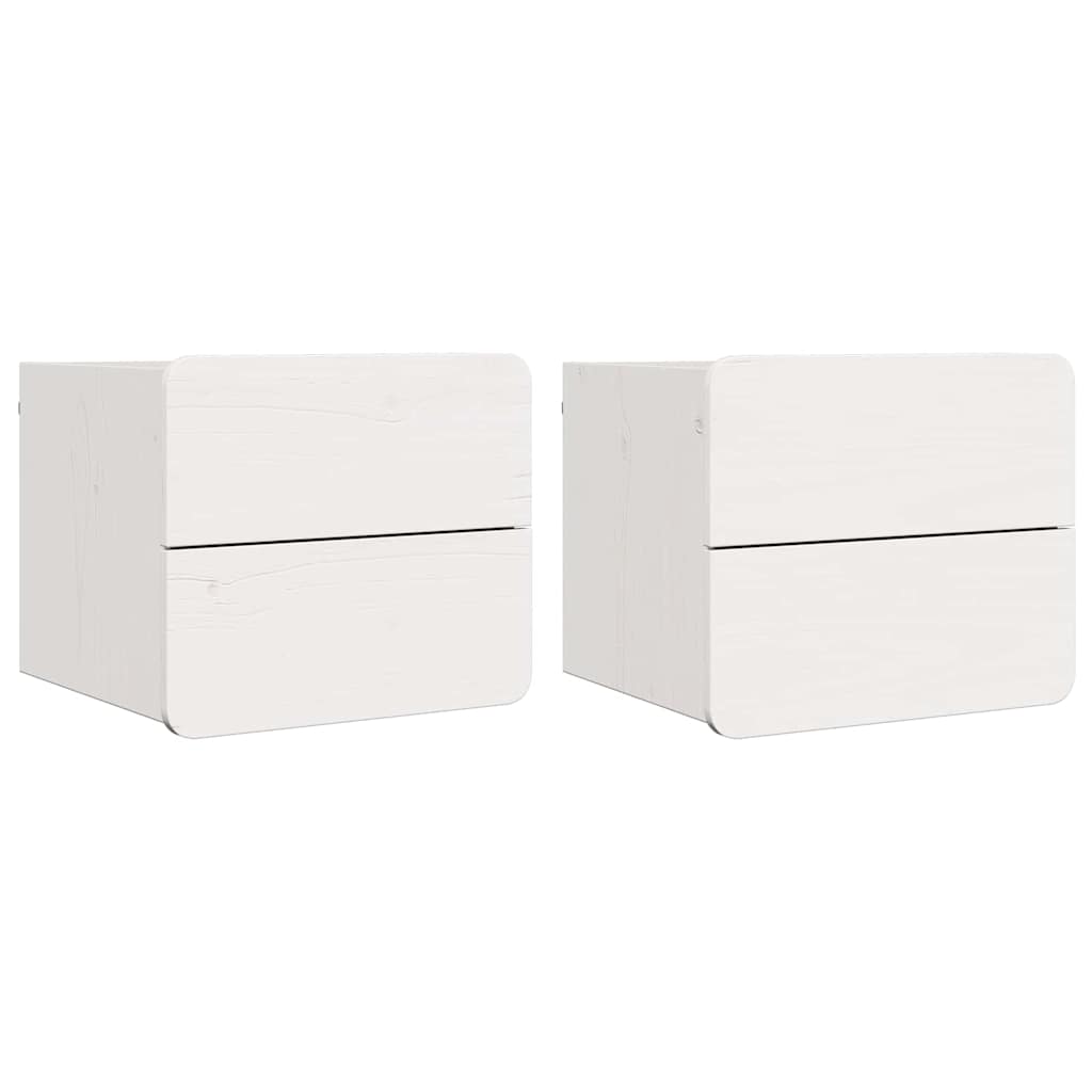Éjjeli asztal fiókkal 2 pcs fehér 39 x 34 x 33 cm tömör fenyőfa