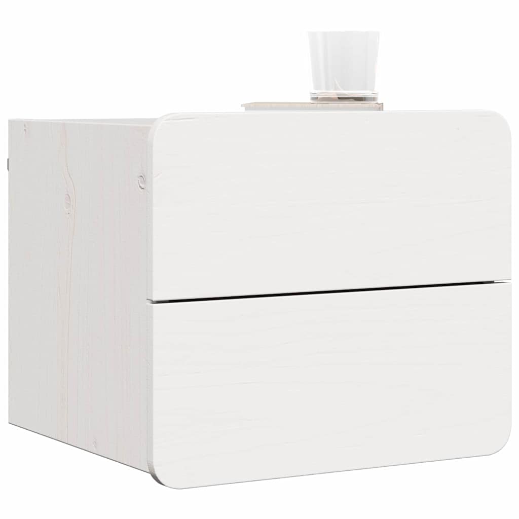 Éjjeli asztal fiókkal 2 pcs fehér 39 x 34 x 33 cm tömör fenyőfa