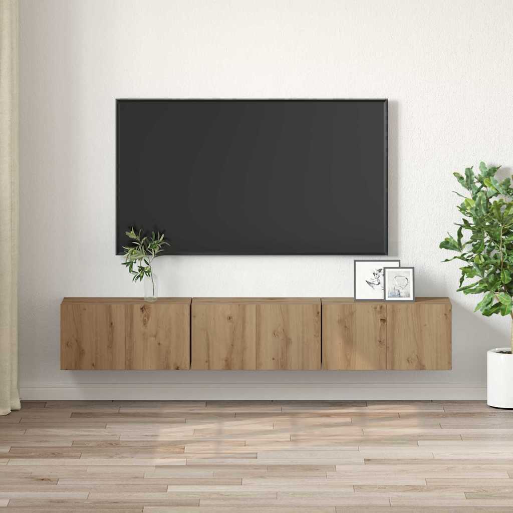 Tv szekrény garnitúra 3 db barna szerelt fa
