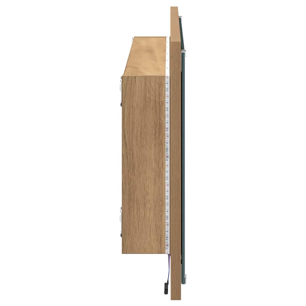 Tükör led -es lámpákkal artisan tölgy 90 x 8,5 x 37 cm faanyag