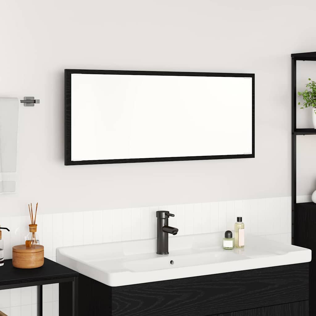 Tükör led -es lámpákkal fekete tölgy 90 x 8,5 x 37 cm faanyag