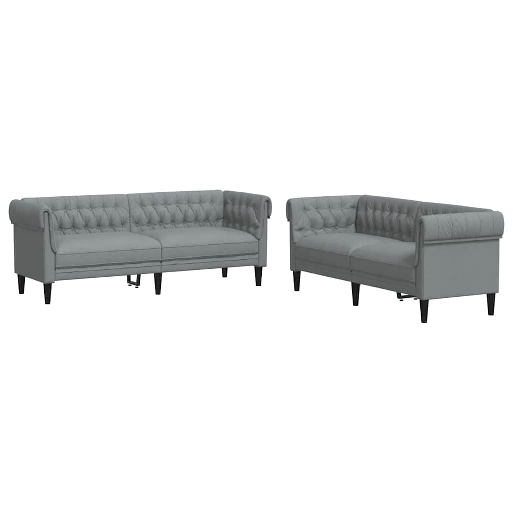Kanapé szett 2 pcs világosszürke szövet Kanapé szett 2 pcs világosszürke szövet