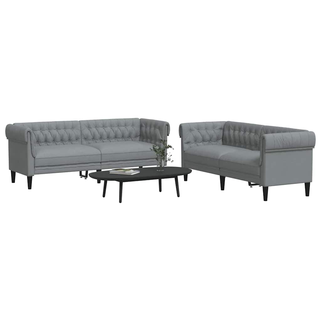 Kanapé szett 2 pcs világosszürke szövet Kanapé szett 2 pcs világosszürke szövet
