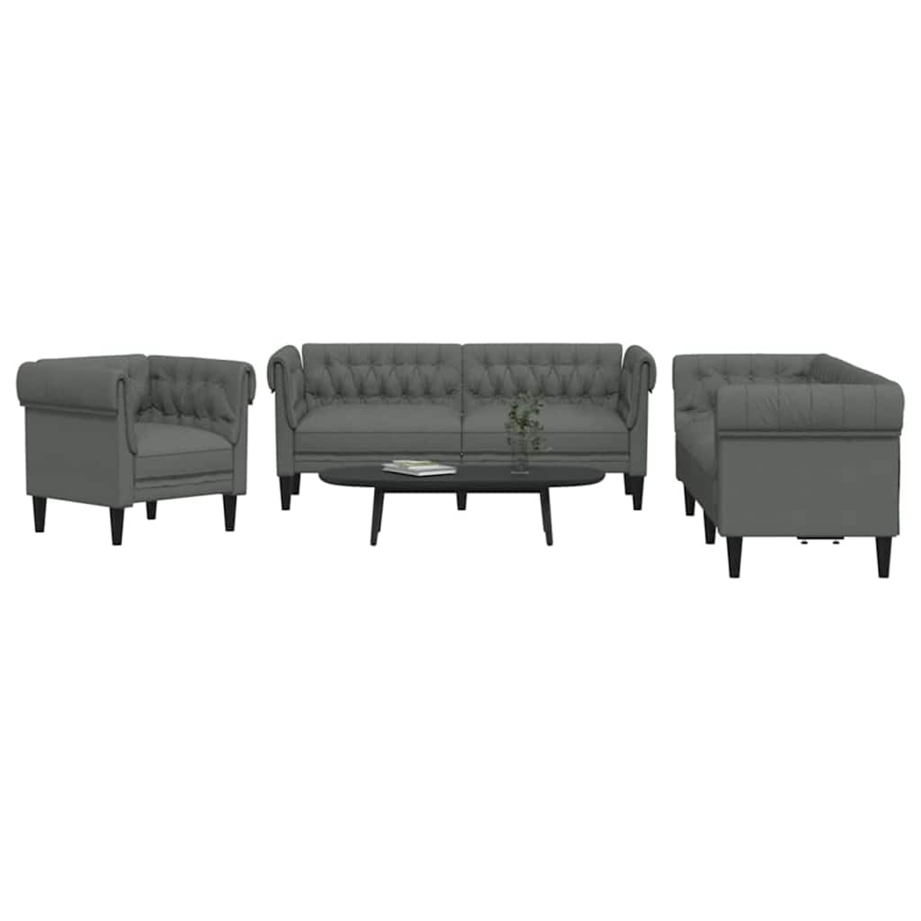 Kanapé szett 3 pcs sötétszürke szövet