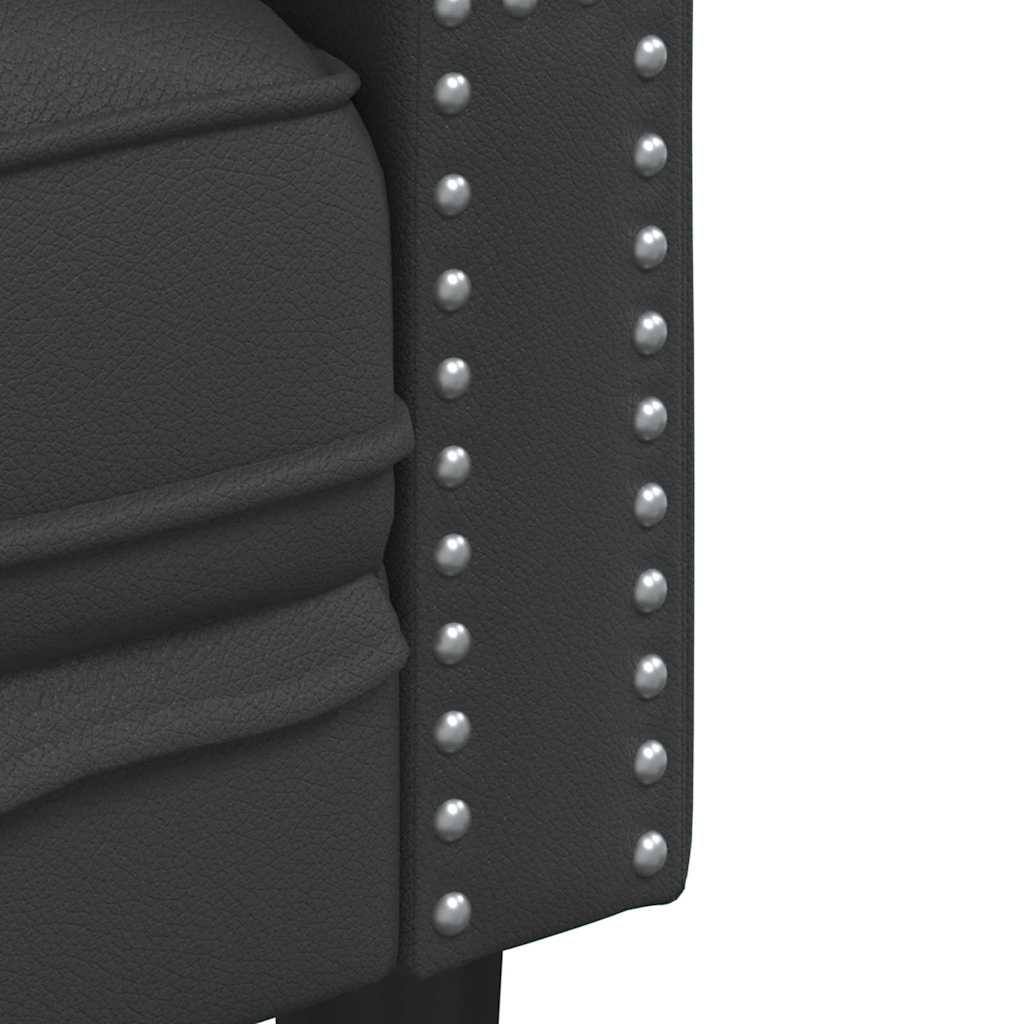 Kanapé szett 2 pcs fekete 194 x 74.5 x 70.5 cm műbőr Kanapé szett 2 pcs fekete 194 x 74.5 x 70.5 cm műbőr