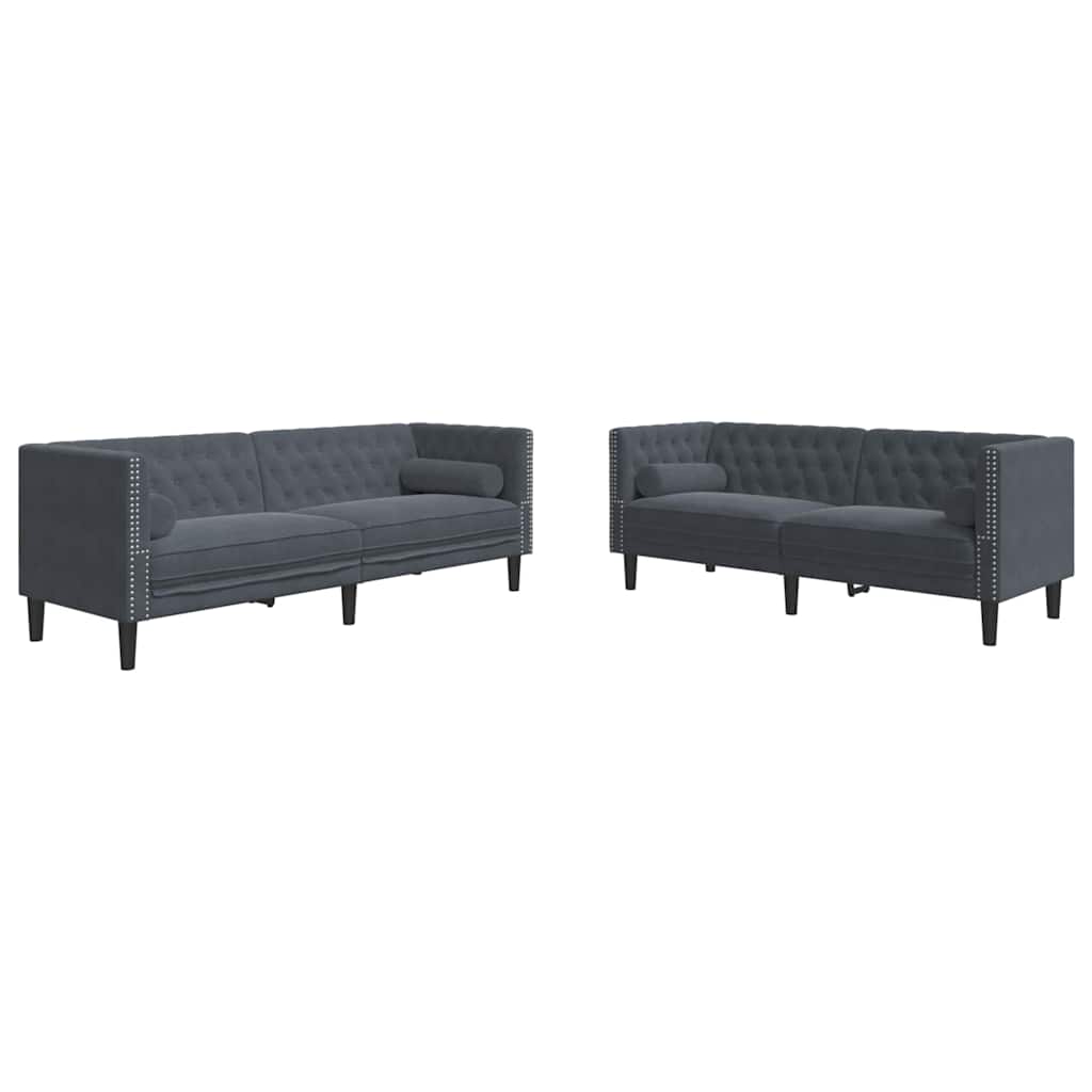 Kanapé szett 2 pcs sötétszürke bársony Kanapé szett 2 pcs sötétszürke bársony