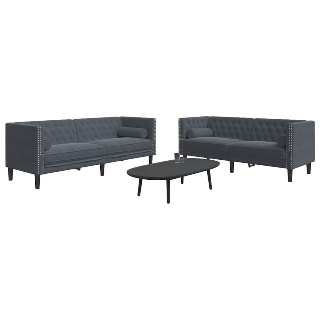 Kanapé szett 2 pcs sötétszürke bársony Kanapé szett 2 pcs sötétszürke bársony