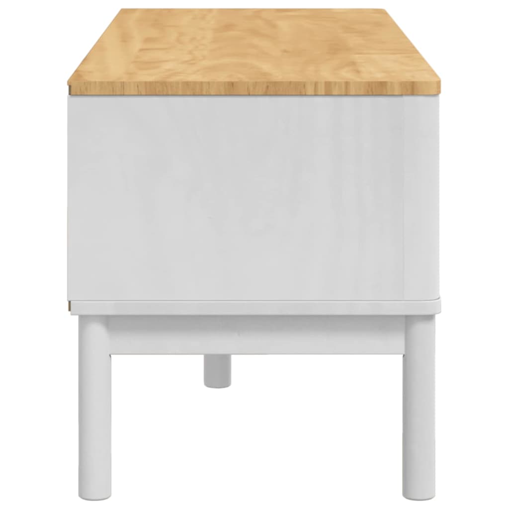 Előszoba pad fiókkal fehér 115 x 40 x 45 cm tömör fenyőfa