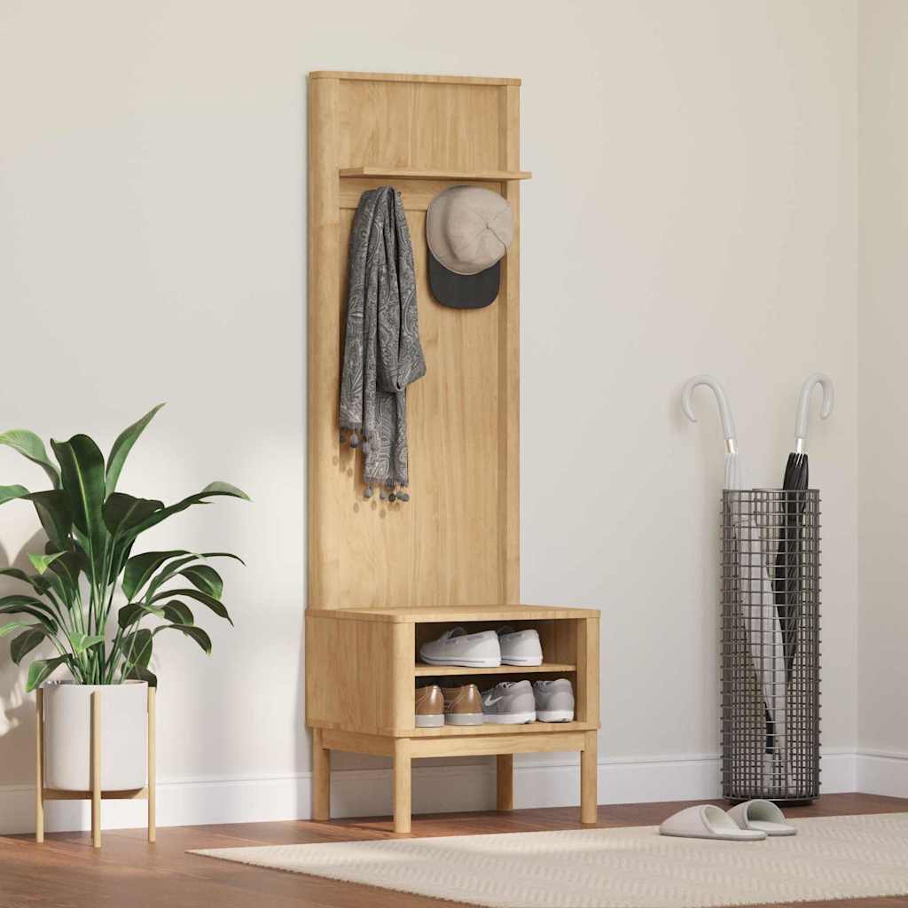 Előszobafal floro faggyú barna 50 x 40 x 158 cm tömör fenyőfa