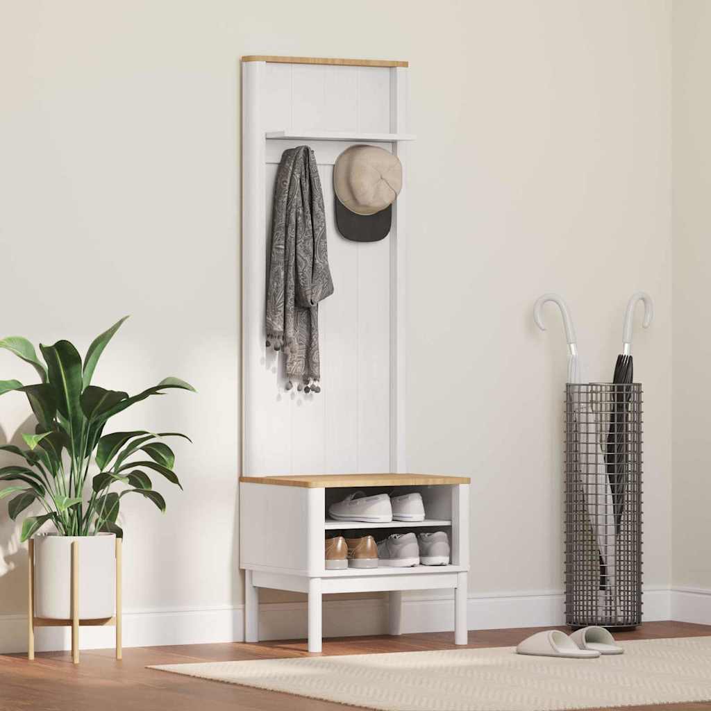 Előszobafal floro fehér 50 x 40 x 158 cm tömör fenyőfa