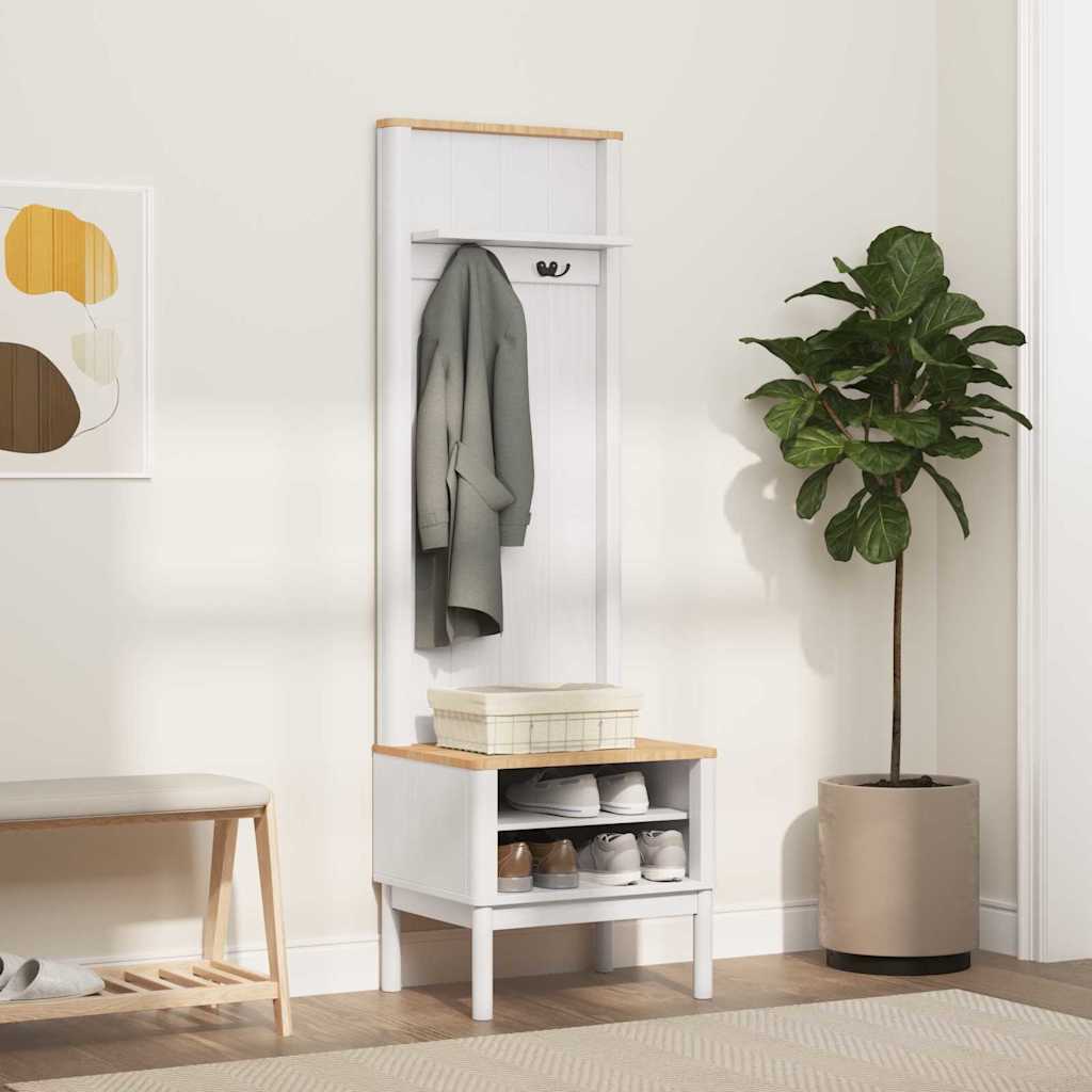 Előszobafal floro fehér 50 x 40 x 158 cm tömör fenyőfa