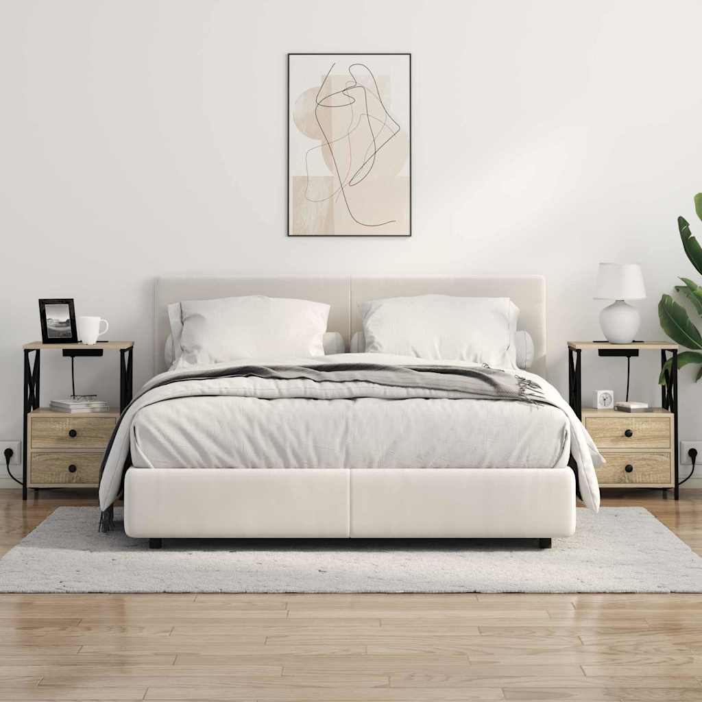 Éjjeliszekrény töltőállomással fiókkal sonoma tölgy faanyag