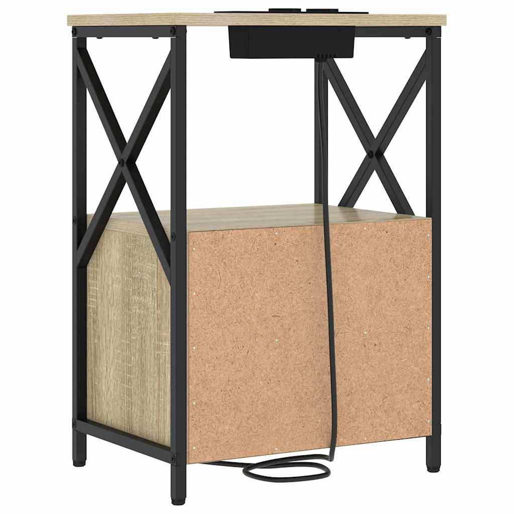 Éjjeliszekrény töltőállomással fiókkal sonoma tölgy faanyag