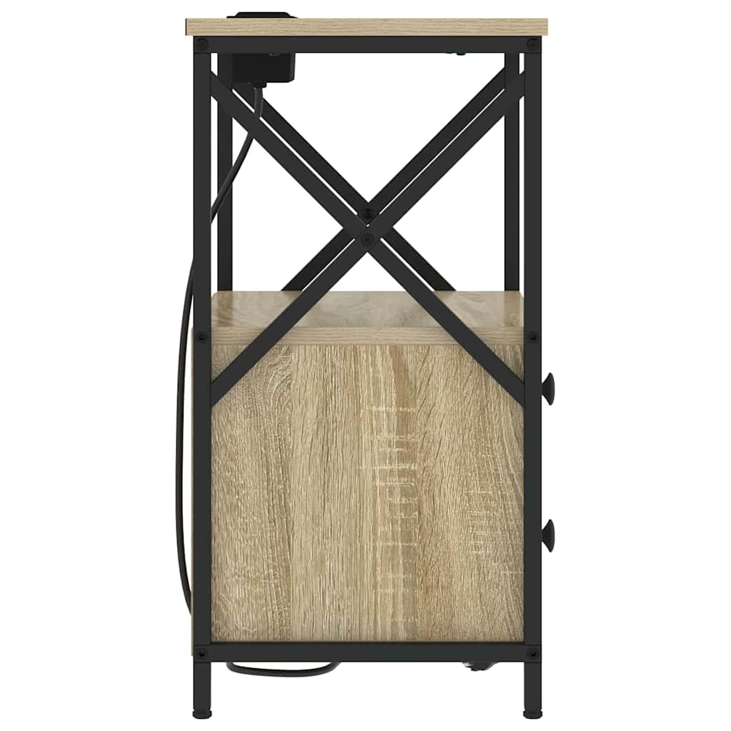 Éjjeliszekrény töltőállomással fiókkal sonoma tölgy faanyag