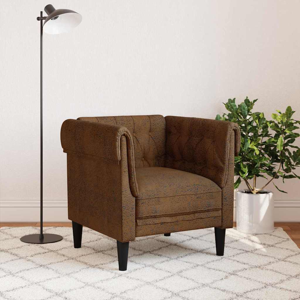 Chesterfield kanapé szék argyle barna 78.5 x 74.5 x 74.5 cm Chesterfield kanapé szék argyle barna 78.5 x 74.5 x 74.5 cm