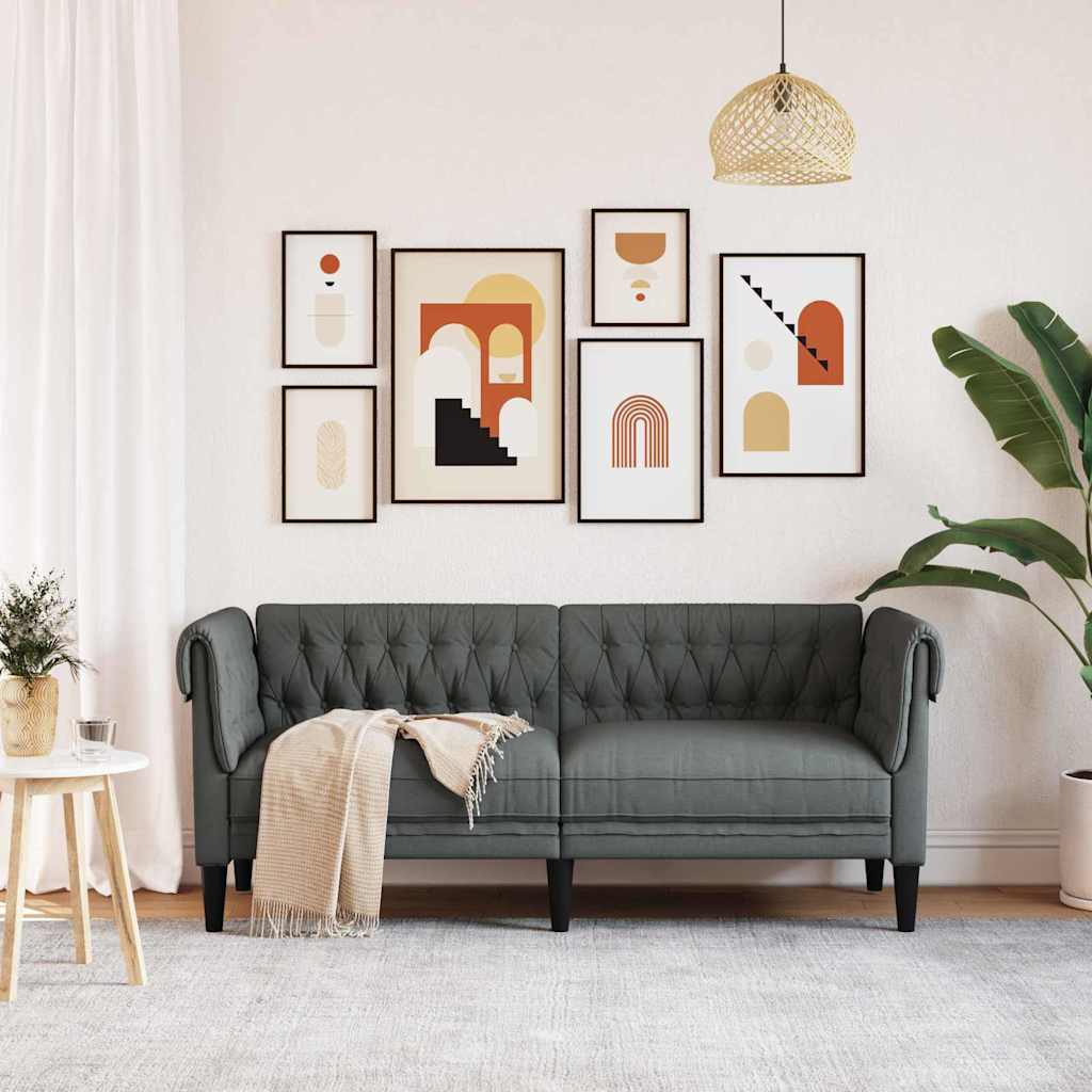 Chesterfield kanapé sötétszürke 182.5 x 74.5 x 74.5 cm szövet