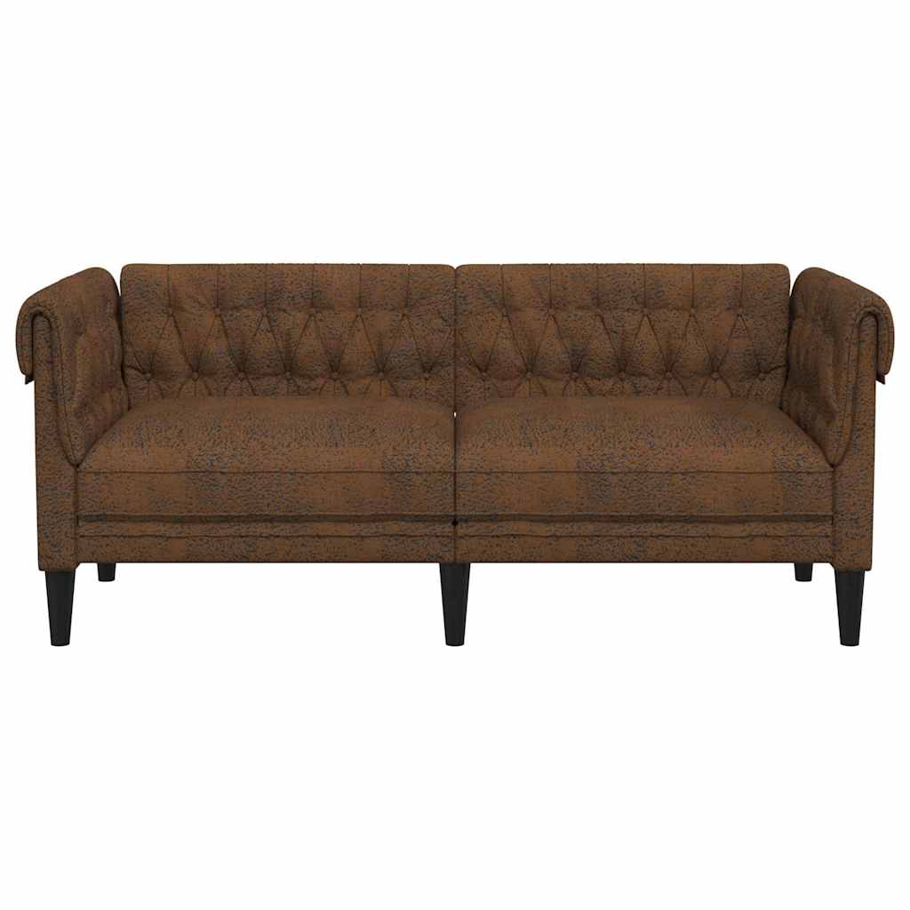 Chesterfield kanapé barna 182.5 x 74.5 x 74.5 cm műbőr velúr