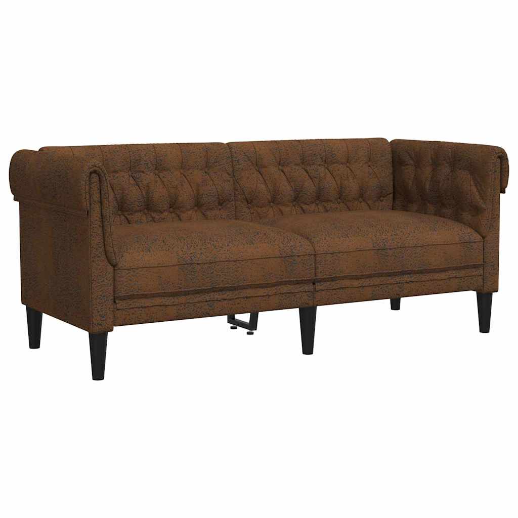 Chesterfield kanapé barna 182.5 x 74.5 x 74.5 cm műbőr velúr