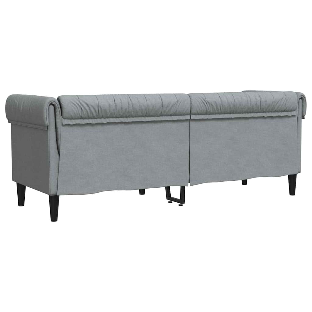 Chesterfield kanapé világosszürke 201.5 x 74.5 x 74.5 cm szövet Chesterfield kanapé világosszürke 201.5 x 74.5 x 74.5 cm szövet