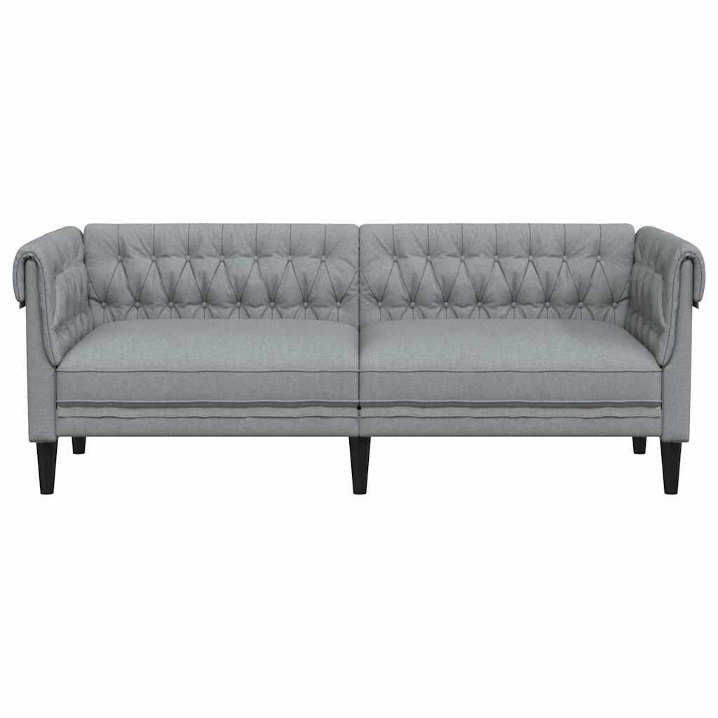 Chesterfield kanapé világosszürke 201.5 x 74.5 x 74.5 cm szövet Chesterfield kanapé világosszürke 201.5 x 74.5 x 74.5 cm szövet
