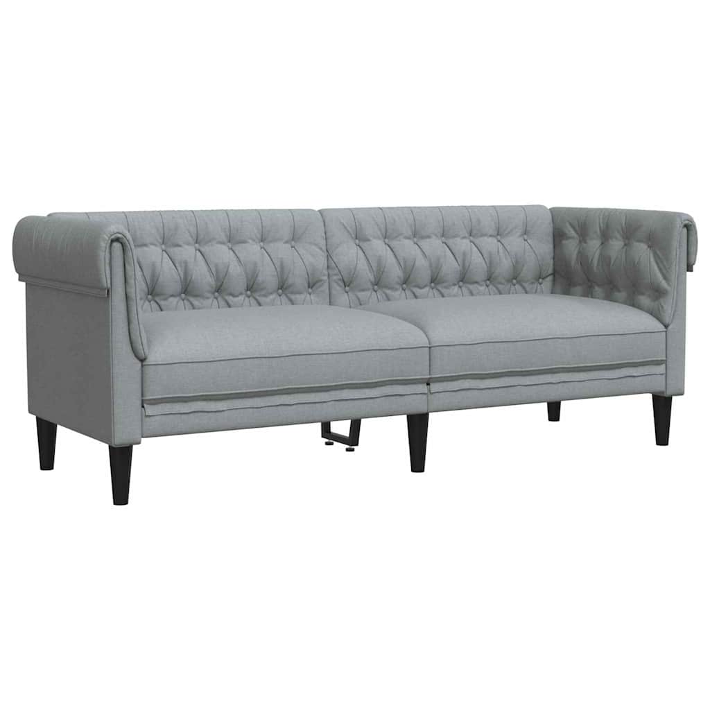 Chesterfield kanapé világosszürke 201.5 x 74.5 x 74.5 cm szövet Chesterfield kanapé világosszürke 201.5 x 74.5 x 74.5 cm szövet