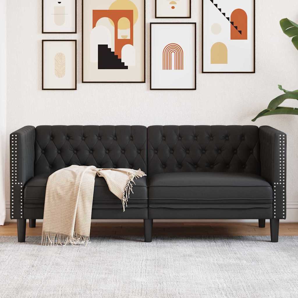 Chesterfield kanapé argyle fekete 174 x 74.5 x 70.5 cm műbőr