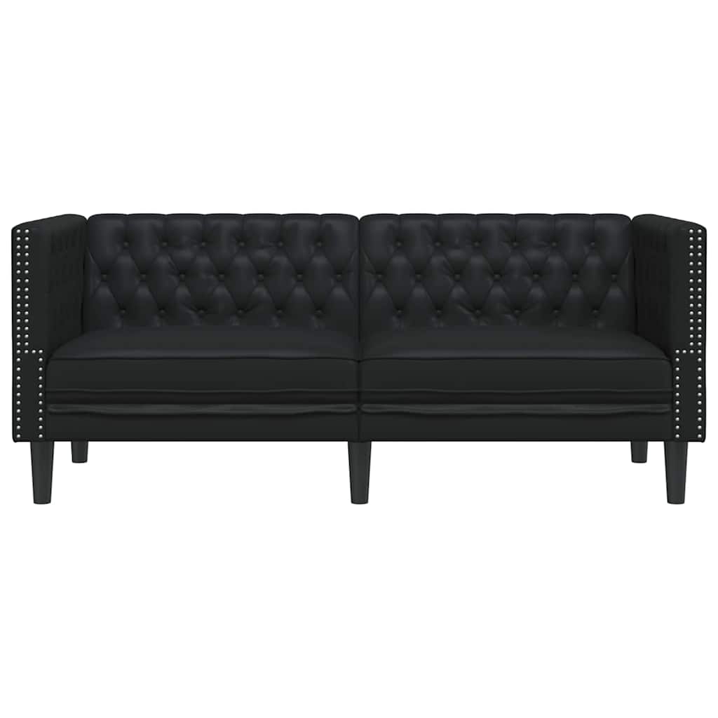 Chesterfield kanapé argyle fekete 174 x 74.5 x 70.5 cm műbőr