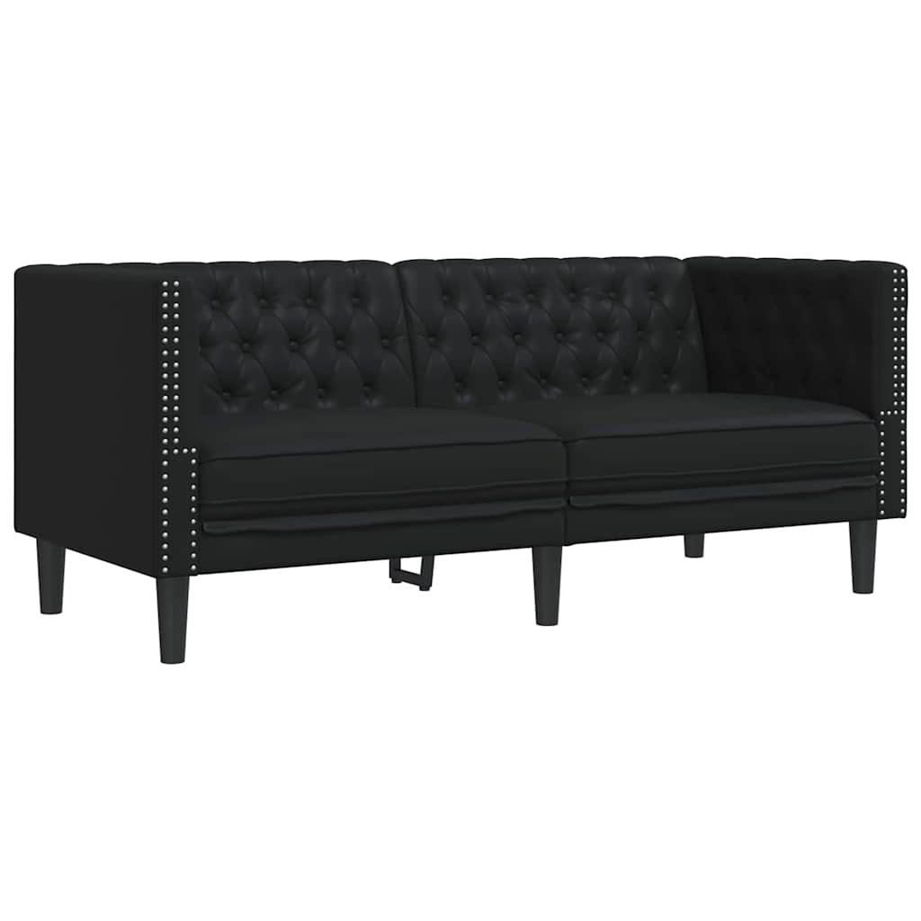 Chesterfield kanapé argyle fekete 174 x 74.5 x 70.5 cm műbőr