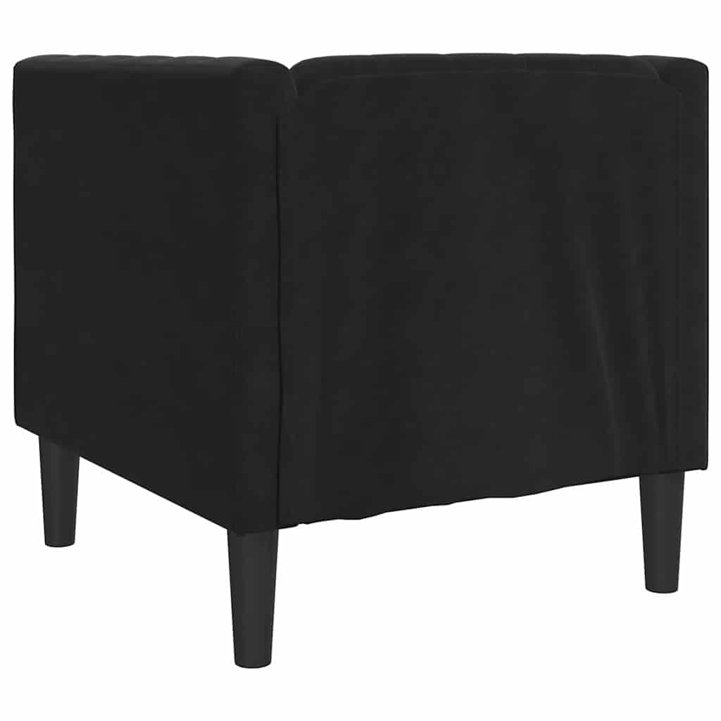 Chesterfield kanapé szék fekete 71 x 74.5 x 70.5 cm bársony