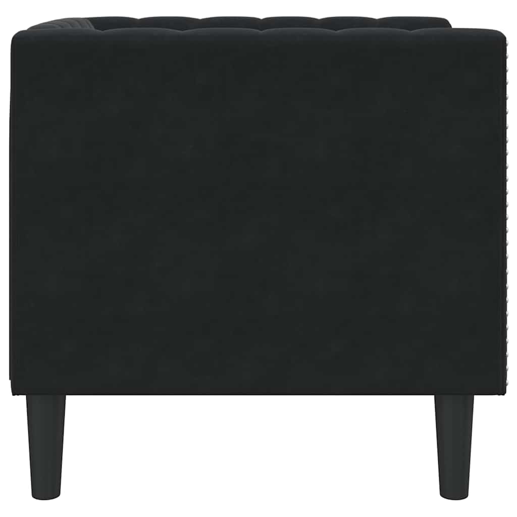 Chesterfield kanapé szék fekete 71 x 74.5 x 70.5 cm bársony